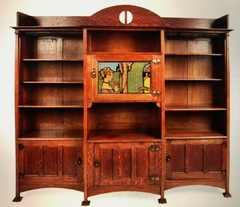 Large English Arts and Crafts Bookcase Cupboard. Circa 1890